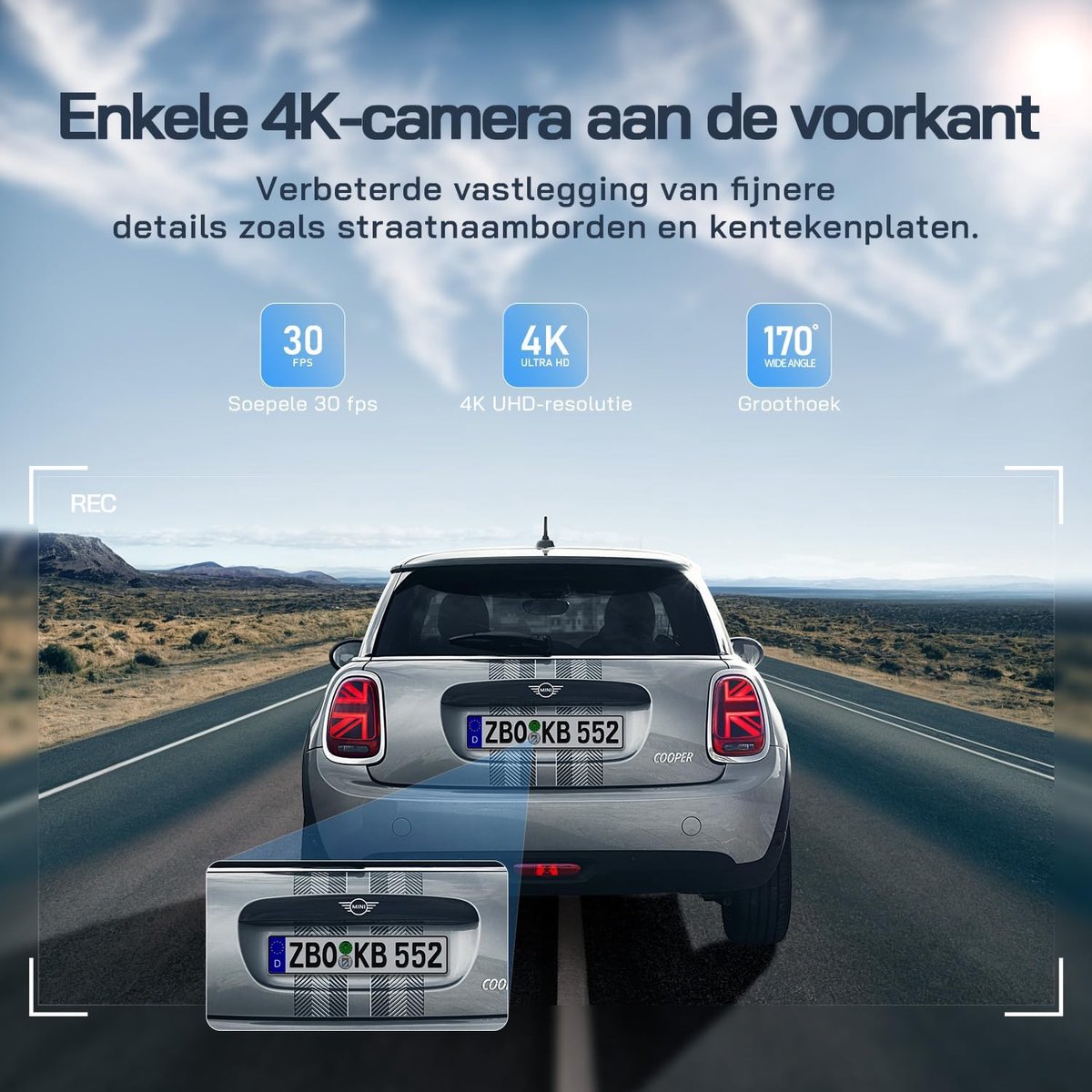 Dashcam Auto Voor Achter 4K WiFi Dashcam met 32GB SD-kaart, Ultra Nachtzicht, 170° Groothoek, WDR, 24-uurs parkeermodus, G-sensor, Loop Recording – foto 8