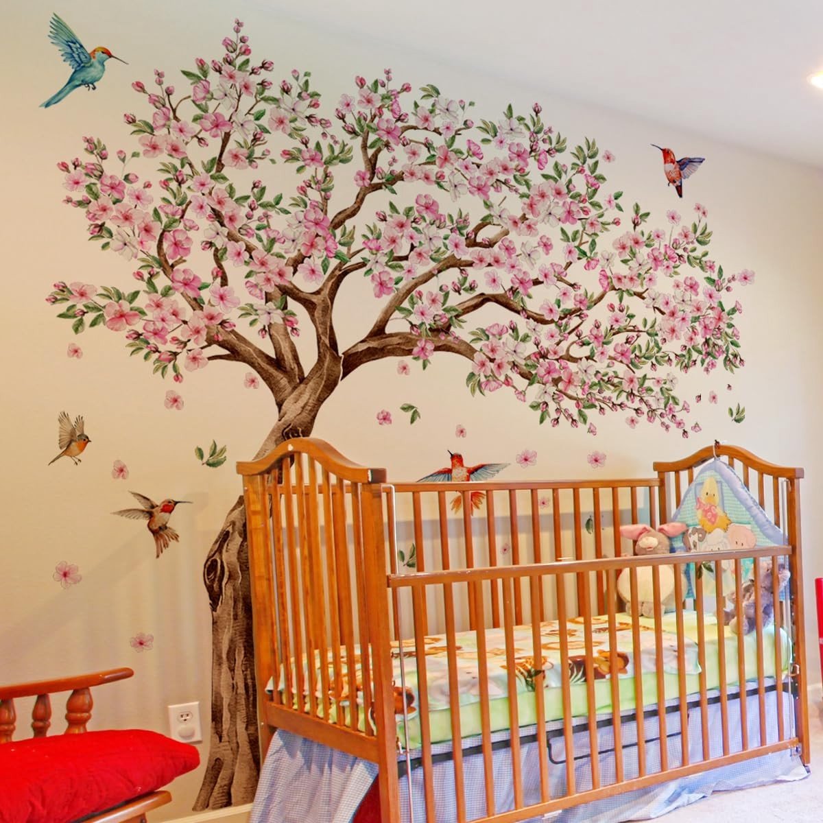 Dailygoods- Muursticker Grote Boom - Roze Kersenbloesem - Bloemen - Wanddecoratie Kinderkamer - Wanddecoratie Woonkamer - Wanddecoratie Slaapkamer
