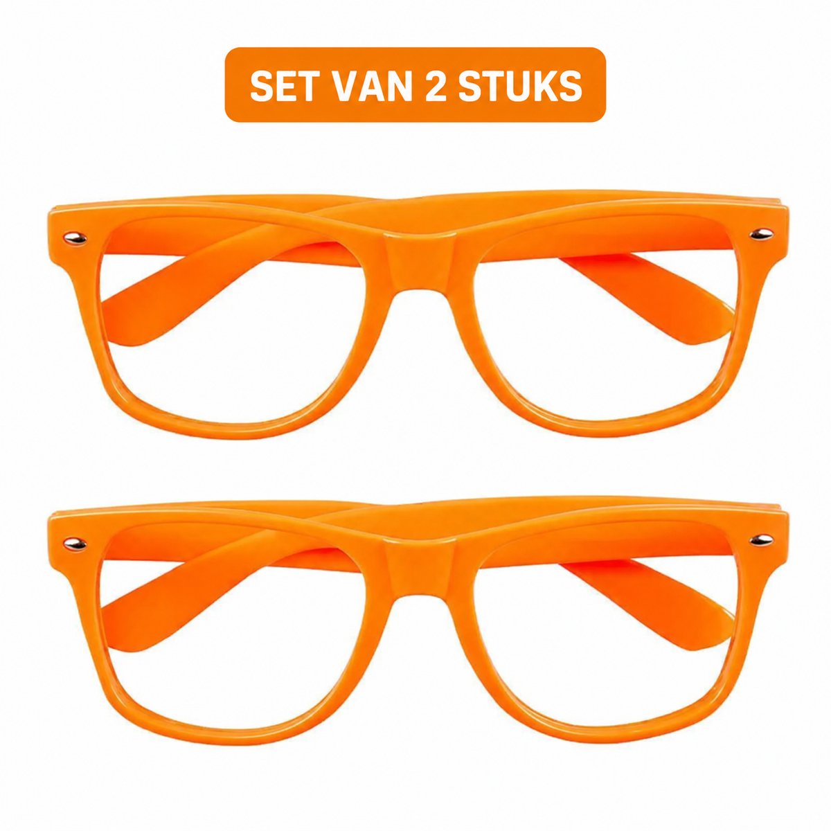 Partybril Oranje Zonder Glazen – Set van 2 Stuks – Holland Supportersbril – WK 2026 – EK Voetbal – Koningsdag Feestbril