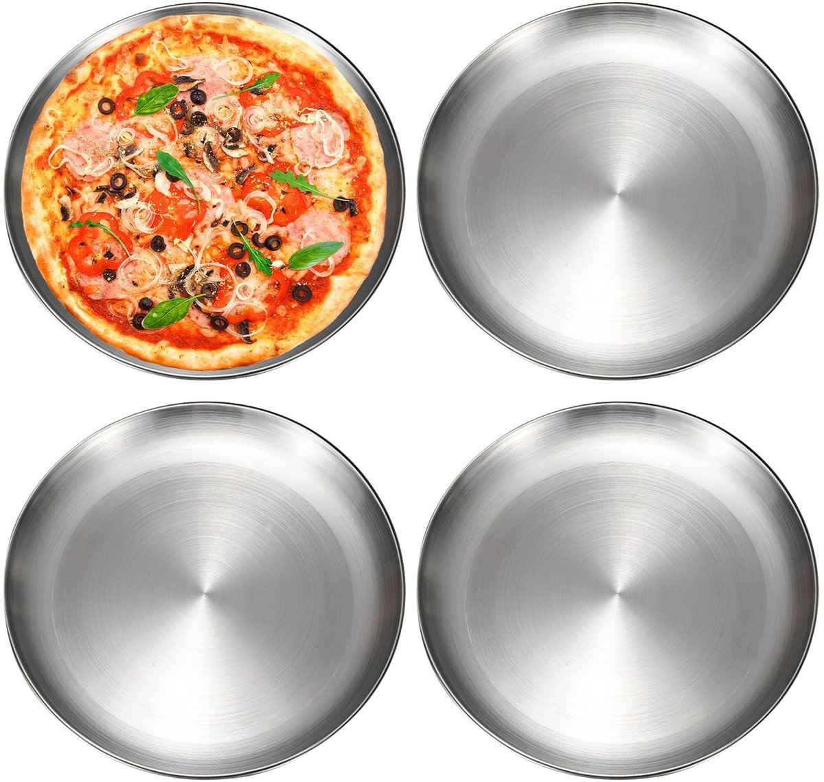 Dailygoods- Pizzaplaat rond 30 cm - Roestvrij Stalen Pizzaplaat - Onderhoudsvriendelijk - Vaatwasmachinebestendig - Ideaal voor Oven - Voedselveilig Roestvrij Staal - Pizzabord