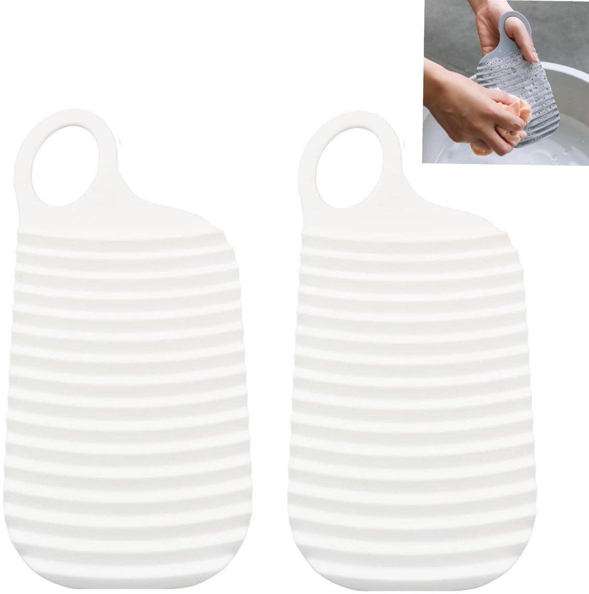 Dailygoods- Mini-assen 2 Stuks - Draagbaar Wasbord - Antislip - Voor Reizen - Slaapzaal - Wit - Duurzaam Materiaal - Wasplank