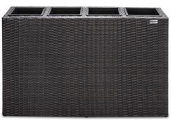 Casaria Plantenbak Polyrattan 95x27x60cm met Waterafvoer - Bruin