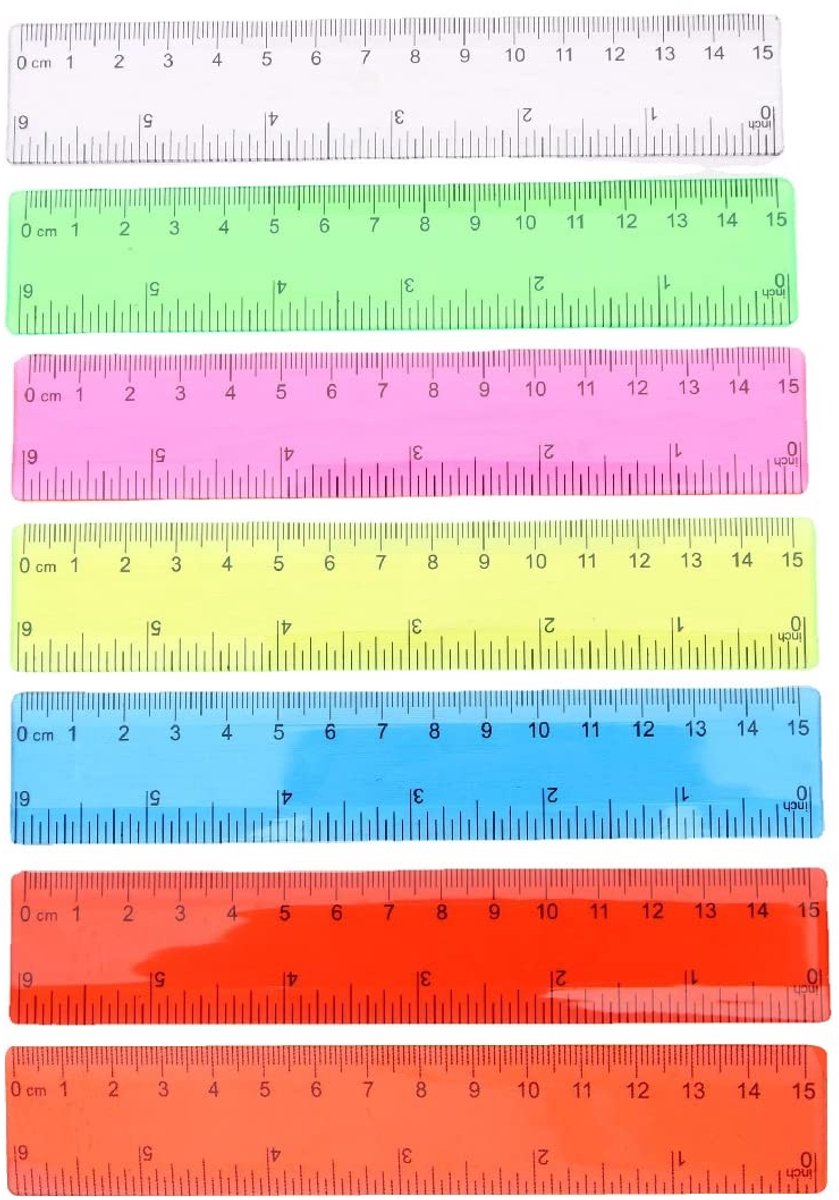 Dailygoods- Liniaal Set van 7 - 15 cm - Flexibel - Creatieve Liniaal - Schrijfwaren - Schoolliniaal - Transparante Kleuren