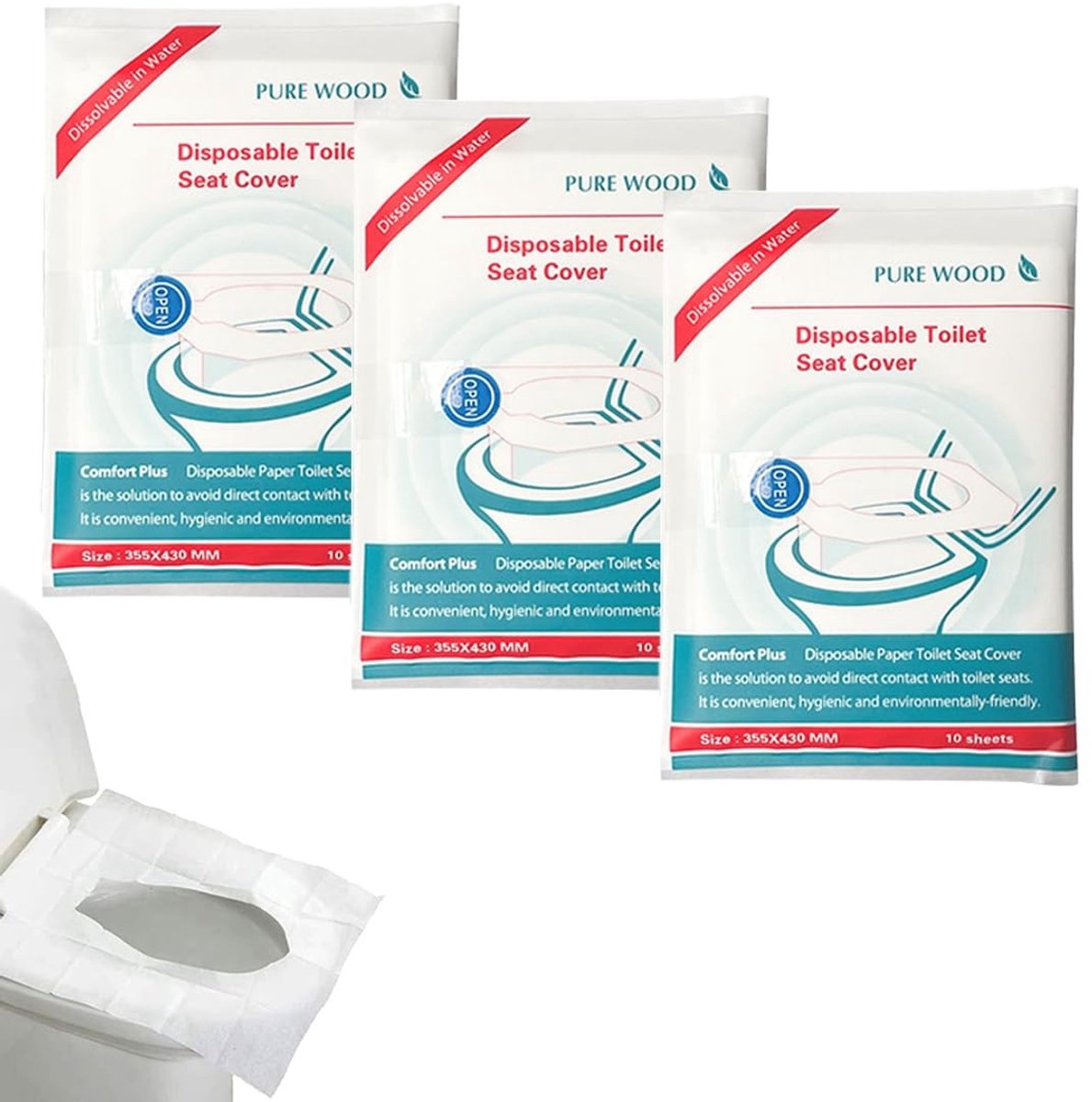 Dailygoods- Wegwerp-afdekkingen 30 stuks - Biologisch afbreekbaar - Compact en draagbaar - Geschikt voor volwassenen/kinderen - Afmetingen 43 x 36 cm - Zacht celluloseweefsel - Toiletbrilbescherming