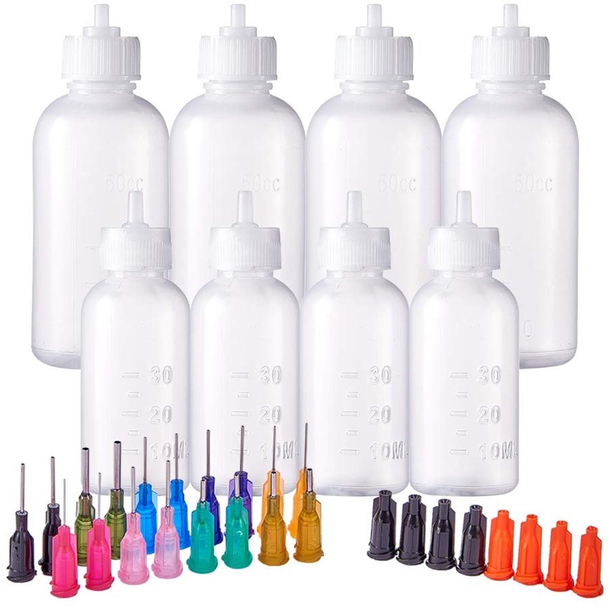 Dailygoods- Applicator Flessen Set 8-Pack 30/50ml - Knijpflessen - Precisie Tip - DIY - Olieflesje - Nauwkeurig Werk - Knijpfles