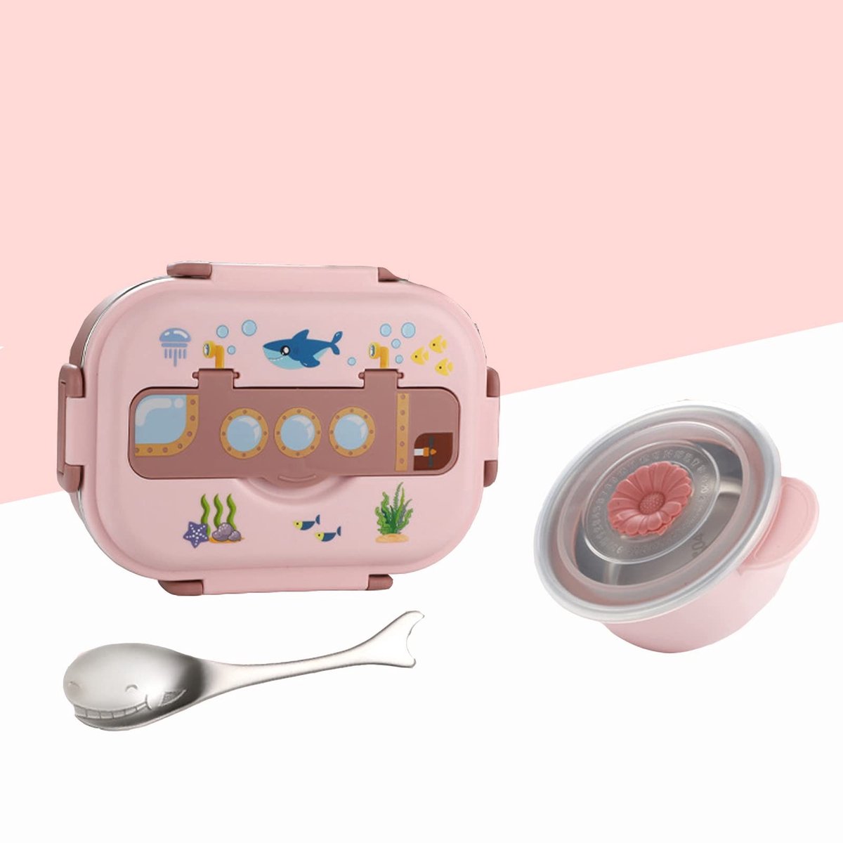 Dailygoods- Bento-box Roestvrij staal - Lunchbox met 3 Compartimenten - Afneembare Binnentank - Verzegeld en Isolatie - Inclusief Lepel - Geschikt voor Kinderen en Volwassenen