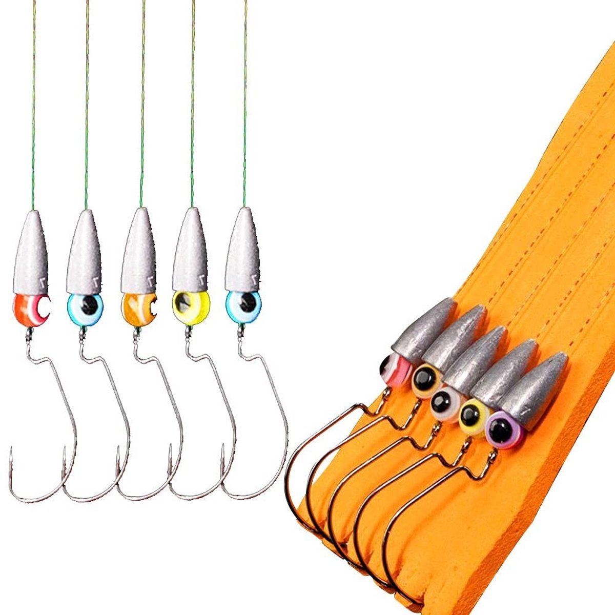 Dailygoods- Vishaken Set - Vishaken met Gewichten - Vishaakset - Visuitrusting - Kruikhaak 1,7 x 3 cm - Oogkralen 8 cm