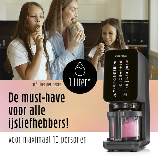 GOURMETmaxx SmoothUp Touch Ijsmachine 700 watt - ijsmachine 9 programma's + mix-in-functie - ijsmachine - slushies & ijs zelf maken - ijsmachine met led-display, 2 bekers inbegrepen van GOURMETmaxx — afbeelding 2