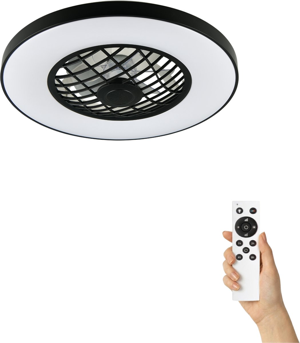 Fantiluxe - Halldor - Plafondventilator met verlichting - Zwart - Ø59cm - Afstandsbediening - Met lamp - Plafond ventilator - Slaapkamer