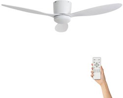 Fantiluxe - Nils - Plafondventilator met verlichting - Wit - Ø132cm - Afstandsbediening - Met lamp - Plafond ventilator - Slaapkamer
