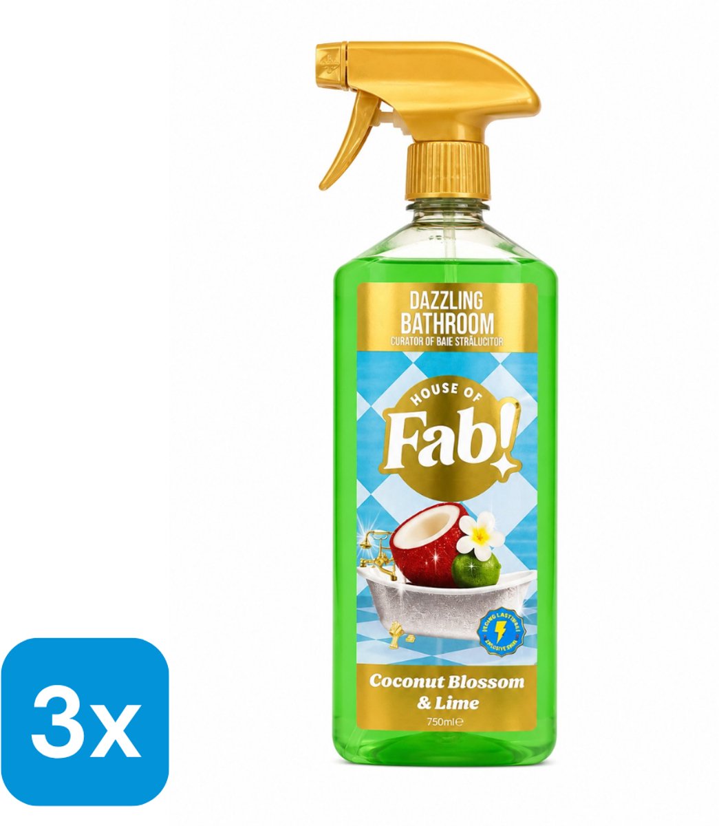 3x Fabulosa Badkamer Reiniger Cocunut Blossom & Lime 750 ml