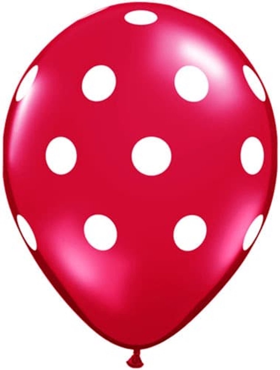 ballonnen qualatex 6x 30cm kleur red met wit white polka dots / OP IS OP /tofinish / hr3-#21blu