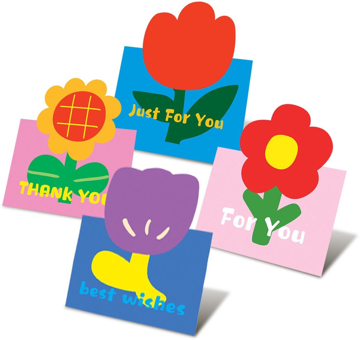 Dailygoods- Verjaardagskaarten Set - 4 Stuks - Wenskaarten met Envelop - Kleurrijk Ontwerp - 3D Opvouwbaar - Veelzijdige Wensberichten