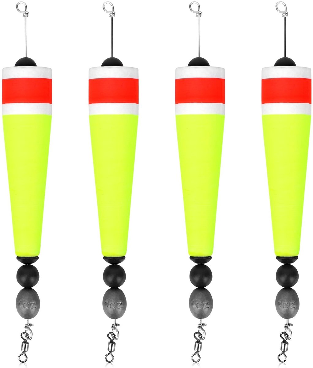 Dailygoods- Visgerei 4 Stuks - Visslipwaggers - Popping Corks - Dobbers - Verzwaarde Sets - Totale Lengte 235 mm - Visdobbers