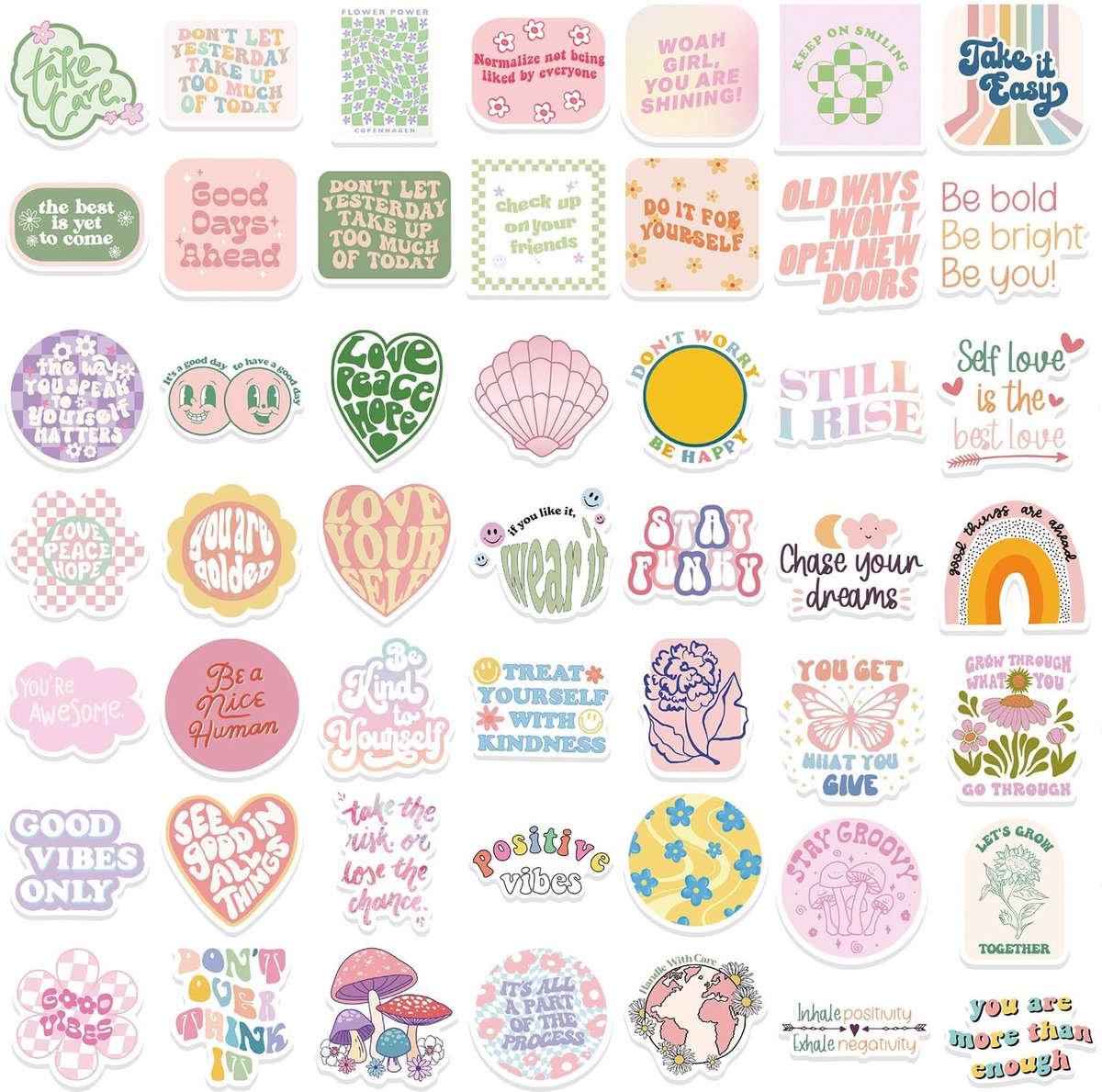 Dailygoods- Pakketstickers 100 stuks - Deense Pastelstickers - Kleurrijk - Schattige Uiterstraling - Voor Tieners - Inspirerend Ontwerp - Stickers