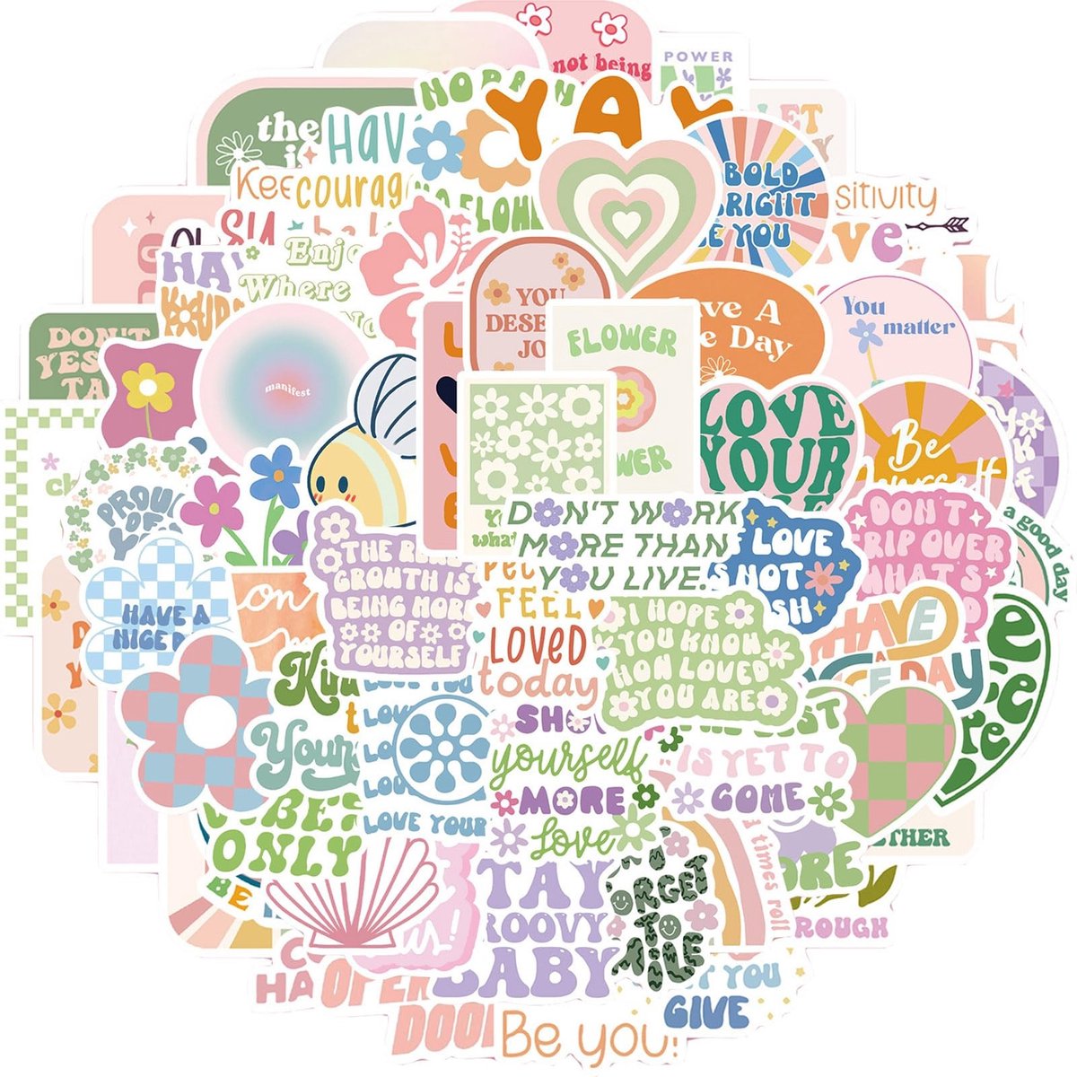 Dailygoods- Pakketstickers 100 stuks - Deense Pastelstickers - Kleurrijk - Schattige Uiterstraling - Voor Tieners - Inspirerend Ontwerp - Stickers