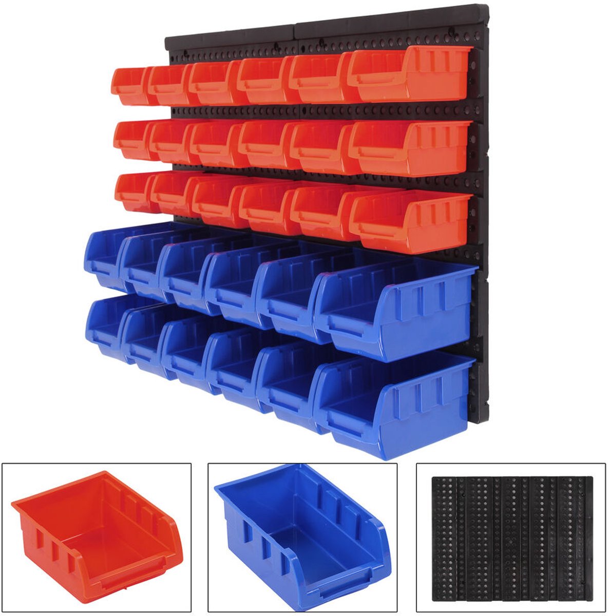 30 Gat Plastic Bins Wandmontage Opslaggarage Gereedschappen Kleine Onderdelen Organisator Rack