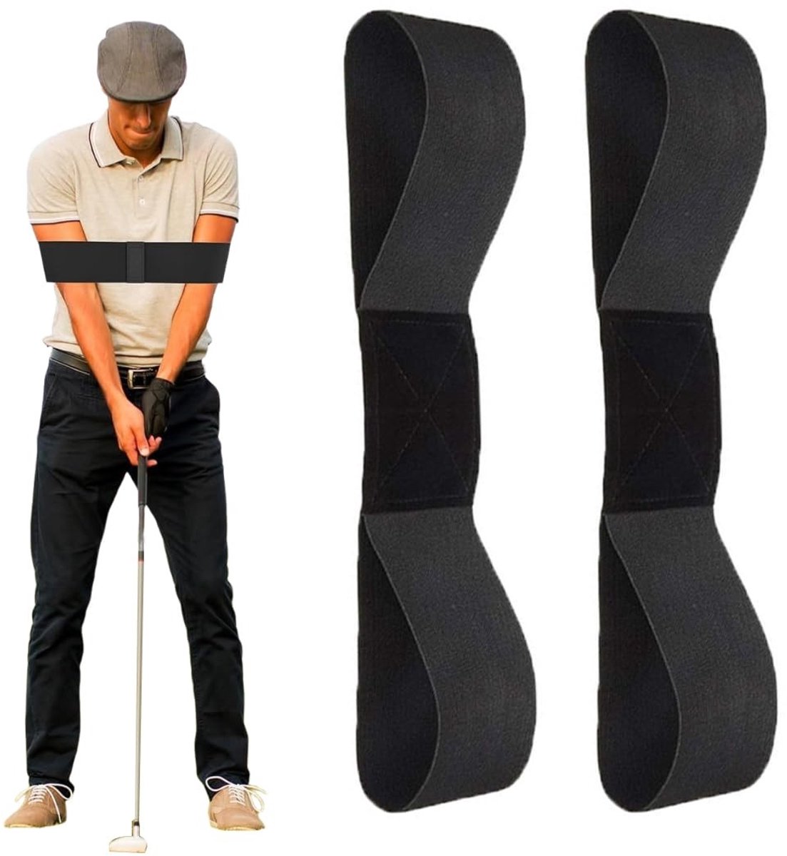 Dailygoods- Verbindingsbanden 2 stuks - Golftraining - Golftrainingsmateriaal - Correctie houding - Comfortabel - Flexibel 35 x 7 cm