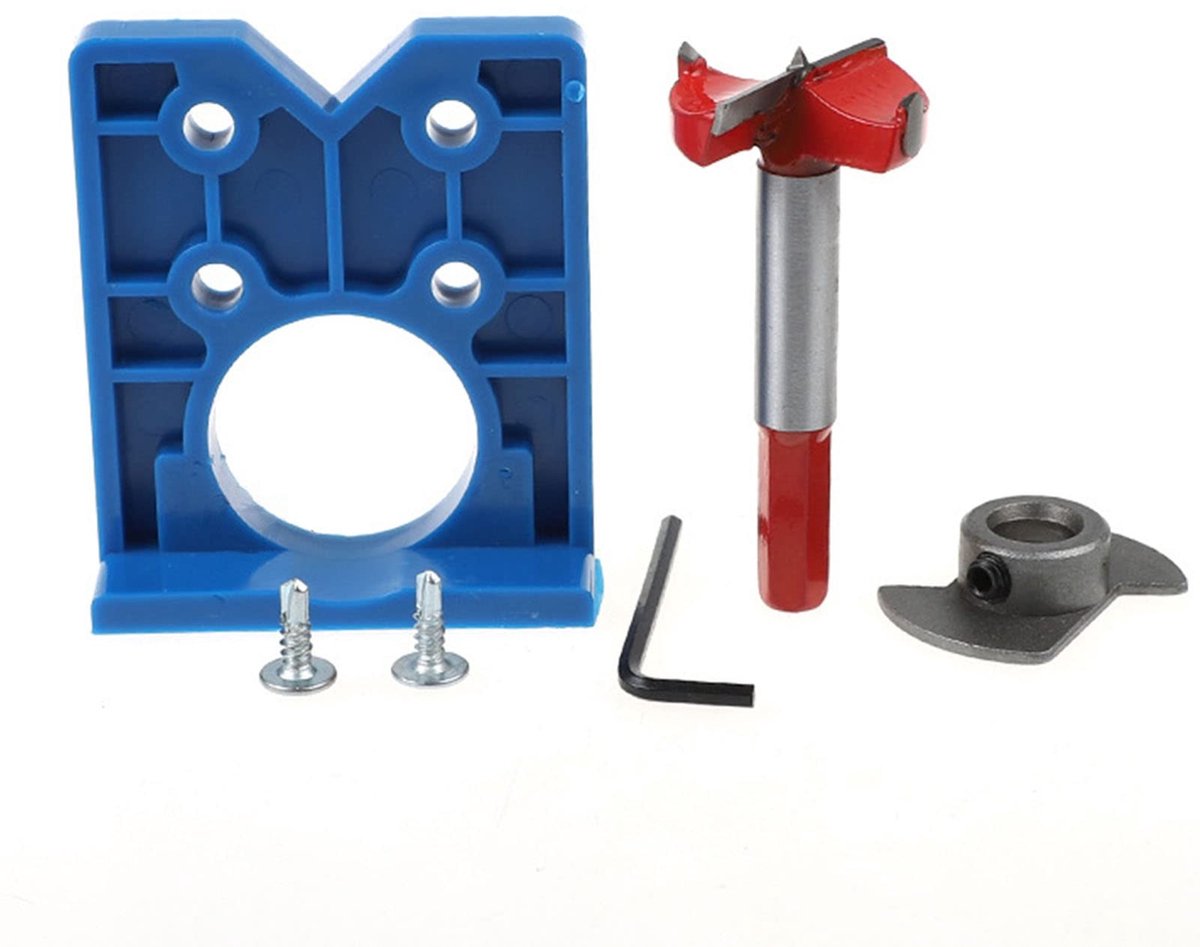 Dailygoods- Scharnier Jig Set 35mm - Houtbewerking - Boorgids - Gatenopener - Hardmetalen Kop - Kastdeur Installatie