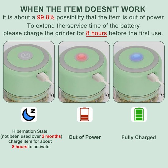 Vleesmolen electrisch - Knoflook hakker - Multihakker - TENZHVXI® - Compact - USB oplaadbare - 100 ml - Groen van TENZHVXI — afbeelding 4