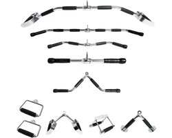 AJ-Sports Pulley accessoire set - 10 Grips - Multi Grip Attachment Set - Trainingsgrepen set - Roeigrepen - Lat pulley - Lat pulldown - Lat Booster Handles -Bodybuilding - Fitness reep – kabelstation - krachtstation – Fitness - Krachttraining
