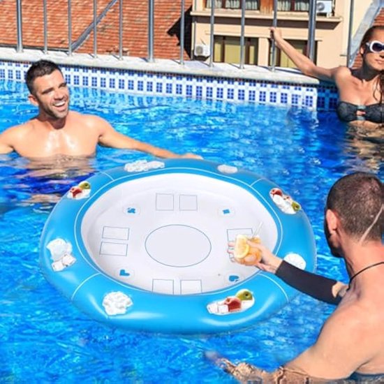 Drijvende Speeltafel - Pool Tafel - Water Spelletjes - Met Drankkoeling - Diameter 100 cm - Circulair — afbeelding 5