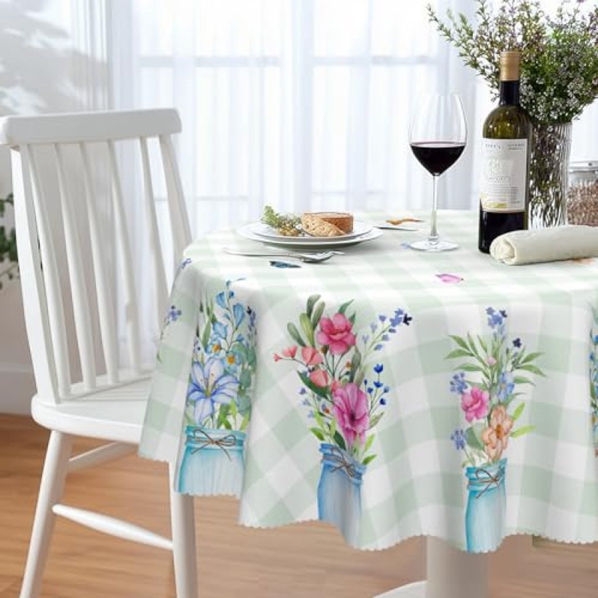 Rond tafelkleed bloemen 150 cm - Vuilafstotend en wasbaar - Geschikt voor binnen en buiten - PromoHome