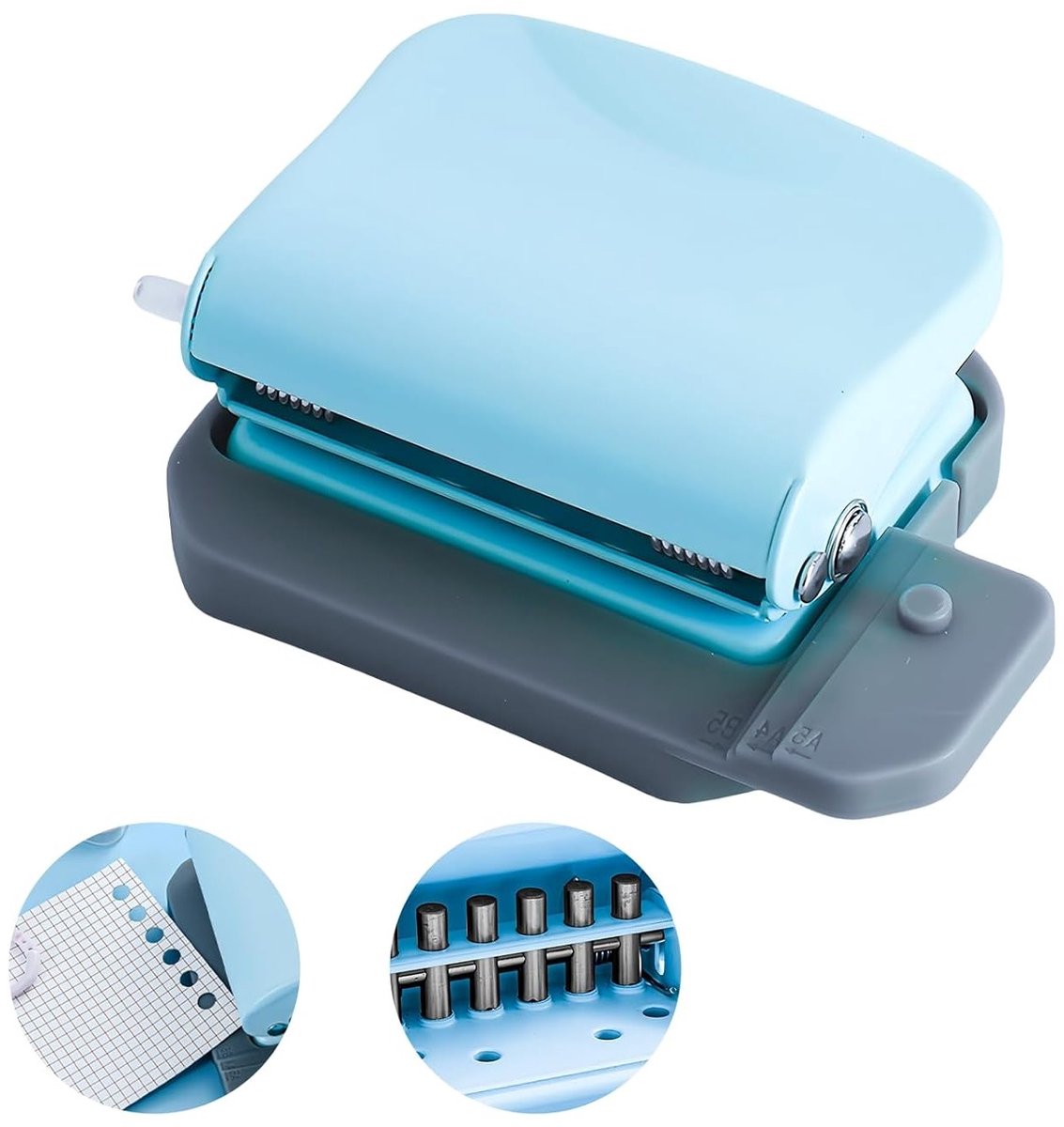 Draagbare Metalen Gatenperforator voor 10 Vellen A4, A5, A6 - Handmatige 6-Hole Perforator voor Kantoor, Documenten en Creatieve Projecten
