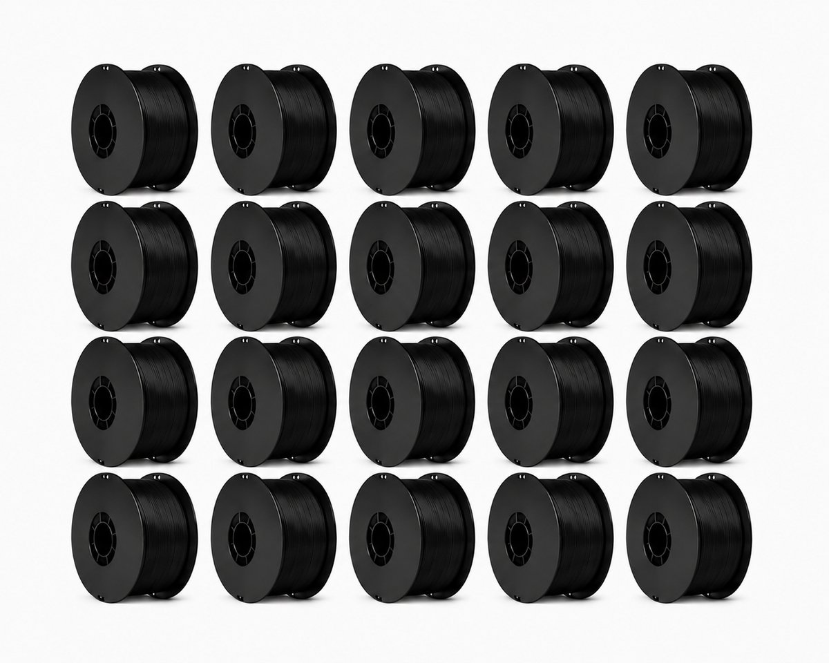 20x 1KG Zwarte Filament PLA+ 3D Printer Filament 1.75mm – Hoogwaardig 3D Printing Filament, Extra Sterk en Flexibel, Anti-Warp, Glanzend, Compatibel met FDM Printers, Print Zonder Problemen