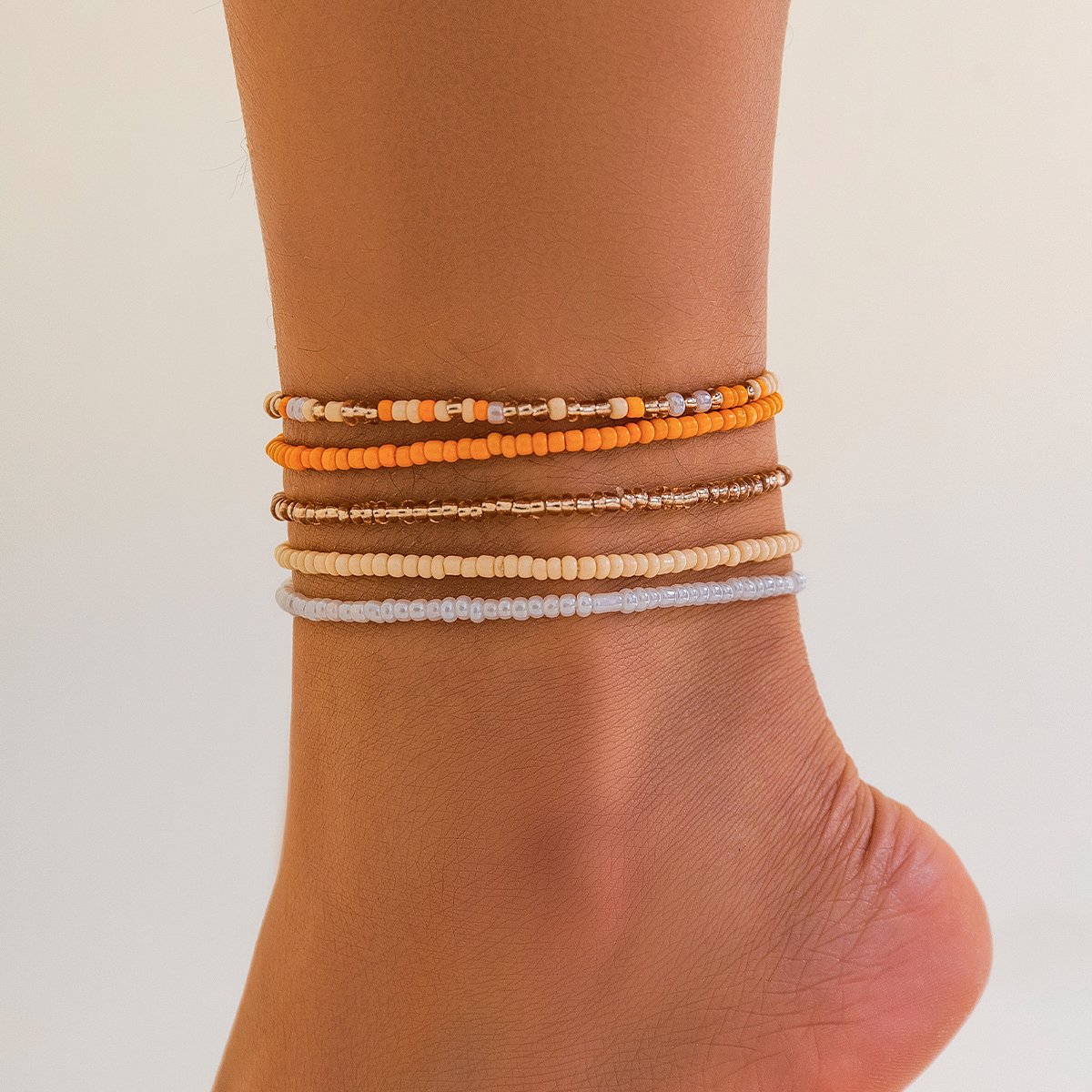 Jomide Enkelbandjes Kralen - Multi - Oranje