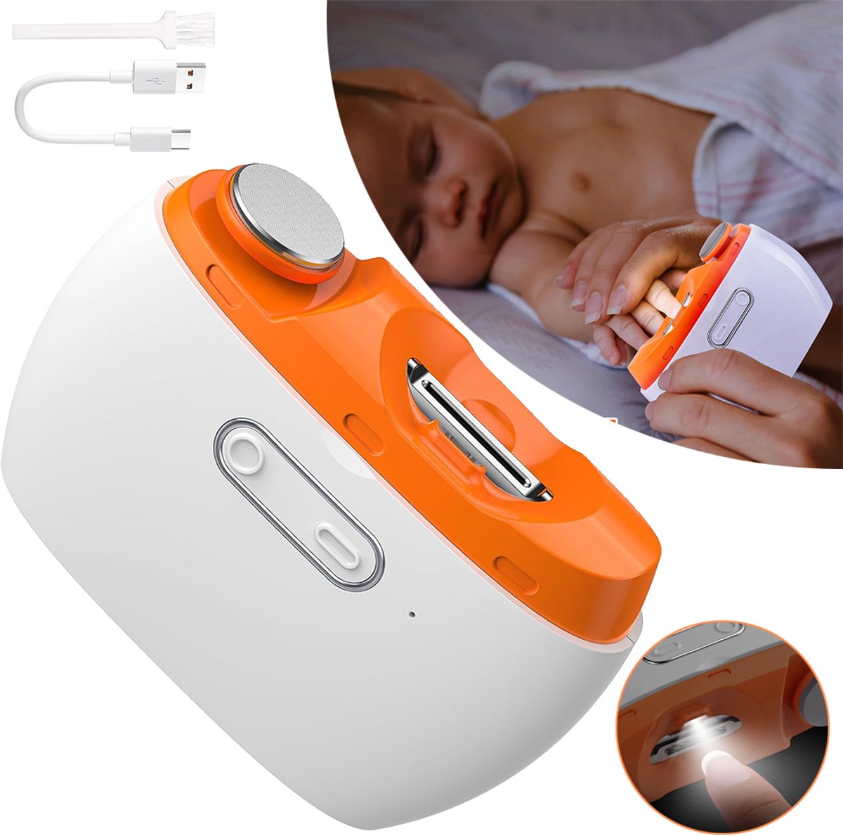 Elektrische Nagelknipper - Elektrische Nageltrimmer En -Polijster Met Led-Verlichting - Automatische Nagelvijl Met 2 Snelheden Voor Baby's En Senioren