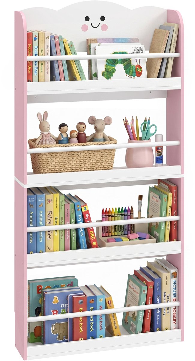 AIYAPLAY Kids Bookcase-MDF, Kiefer-60L x 15B x 120,5H cm-Rosa