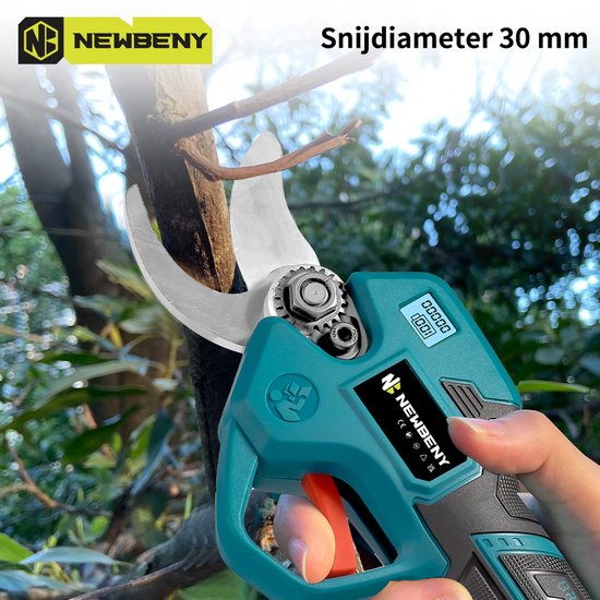 NewBeny Elektrische Snoeischaar - 35mm- Accu Snoeischaar - Takkenschaar - met 2× batterijen - Heggenschaar - Voor Snoeien van Takken & Heggen van Newbeny — afbeelding 4