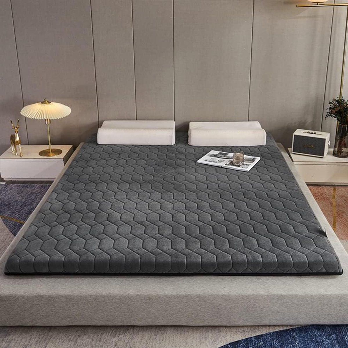 Japanse futonmatras - Oprolbare mat - Reiscomfort en slapen - Kindvriendelijk ontwerp - Opvouwbaar - Grijs