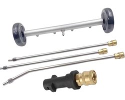Onderstelreiniger Hogedruk – Waterdweil RVS – Opritten Terrassen Reinigen – Vier Ventilator Sproeiers – 40 cm Werkbreedte – Zilver