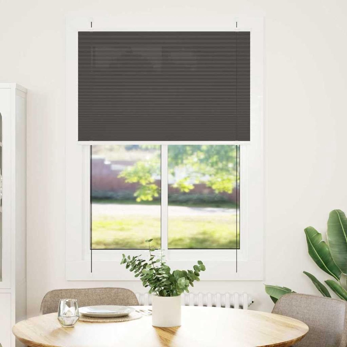Plissé Gordijn - Raambekleding - Privacy Instellen - Montage Zonder Boren - 90x100 cm - Zw