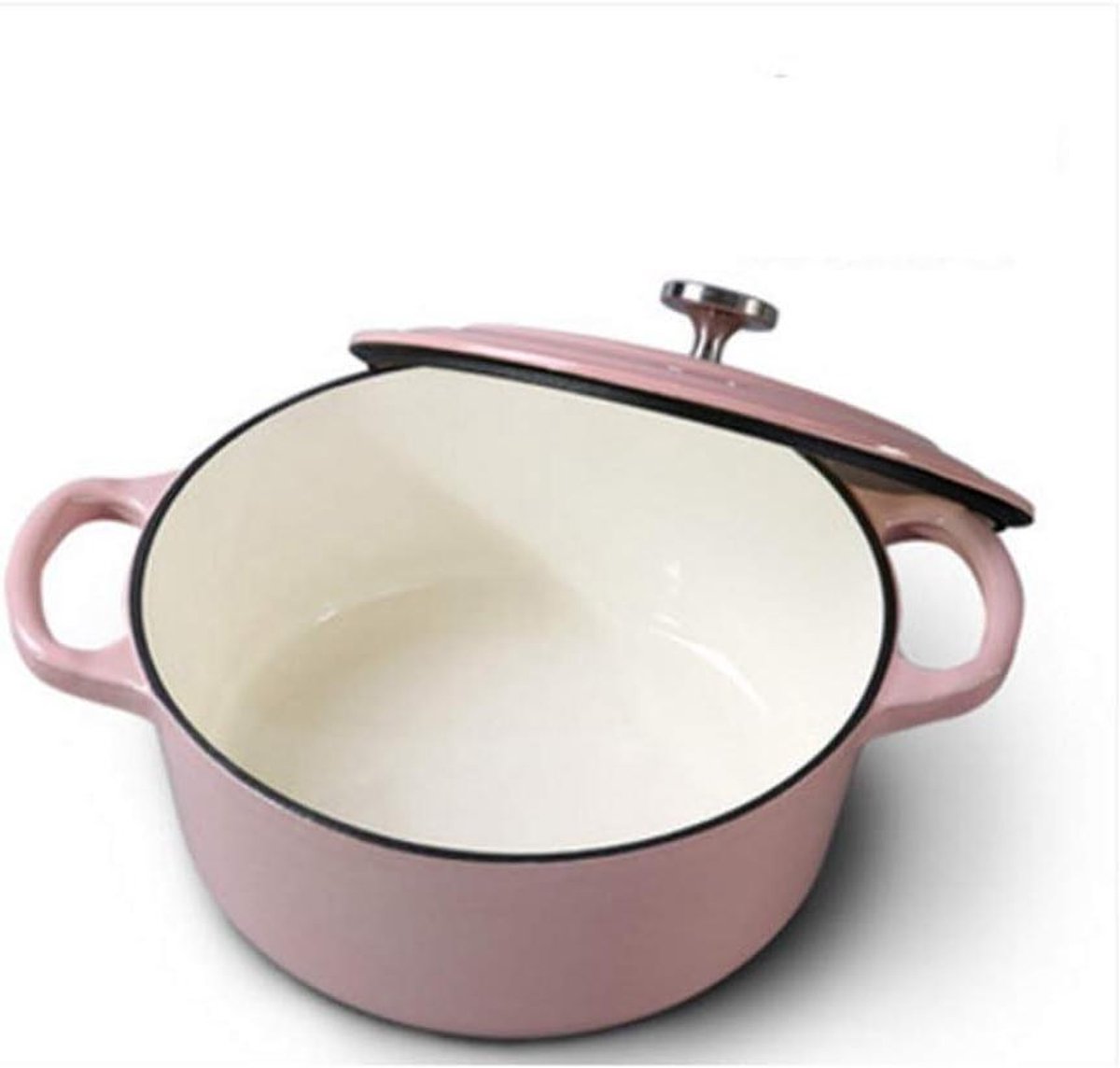 Gietijzeren Pan - Stoofpan Soeppan - Koken en Stoven - Geëmailleerde Coating - 24 cm - Zwart