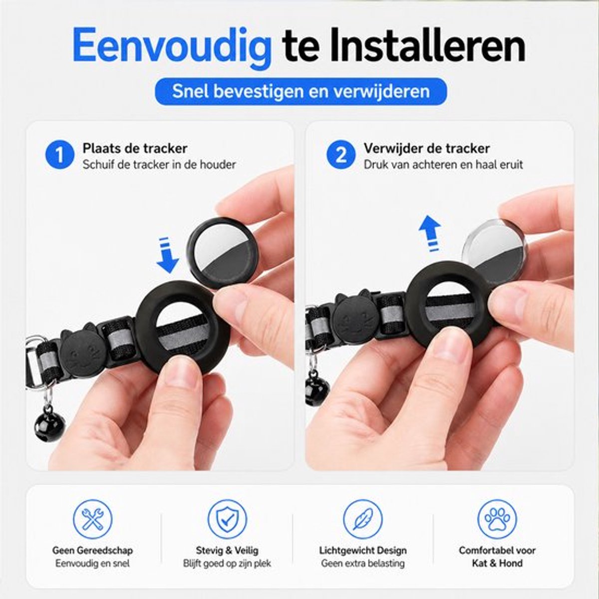 Kattenhalsband inclusief Tag - Max. 32cm Omtrek- Kat tracker voor Apple - GPS Tracker Kat zonder abonnement - Verstelbare Kattenhalsband voor Kat & puppy & kleine honden - Met geluidssignaal - Zwart thumbnail 6