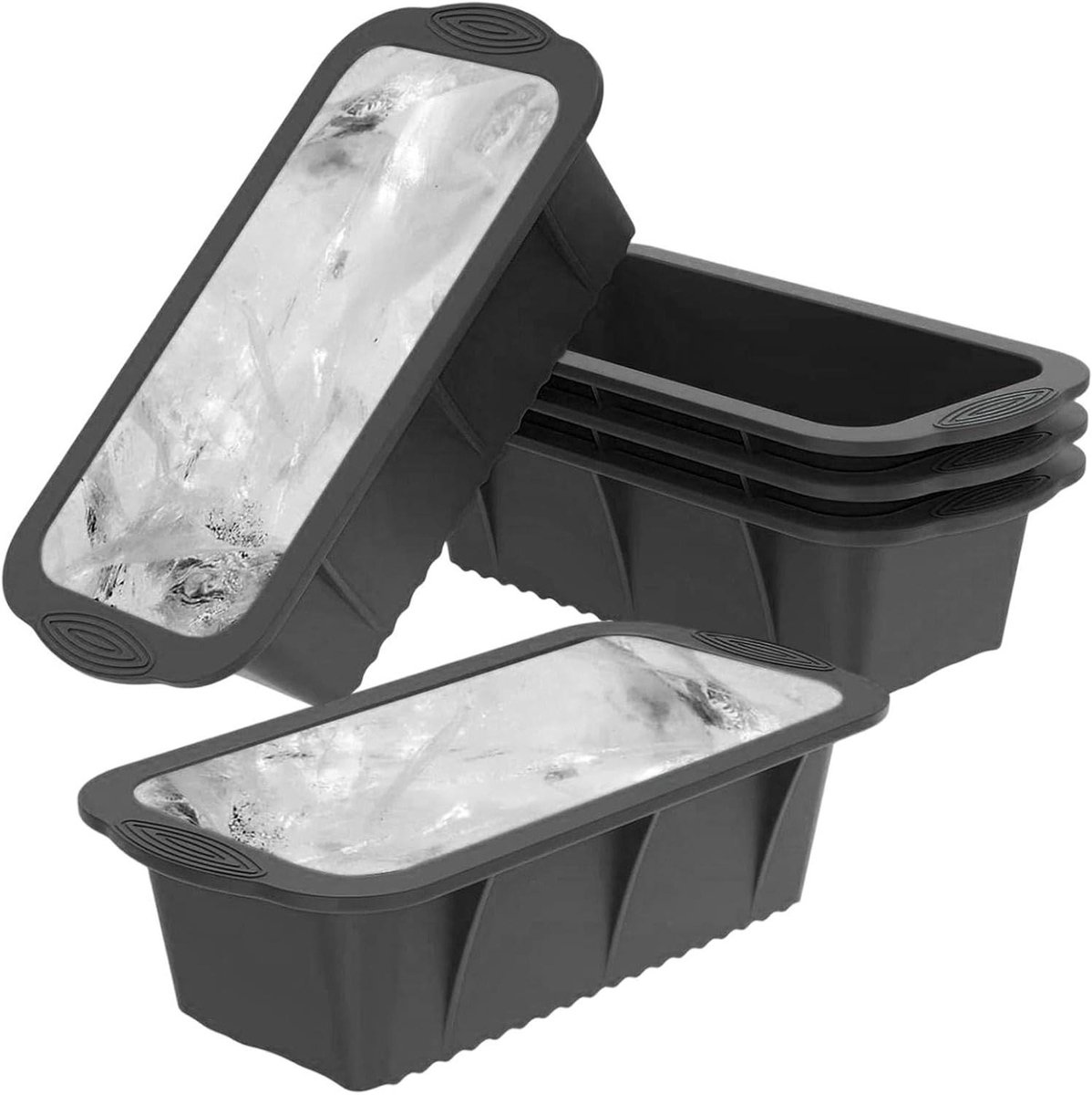 IJsblokjesvorm Set - Diepvriescontainers - Dranken Koelen - Breekvrije Verwijdering - 5 Stuks - Zwart