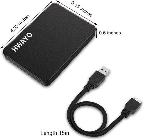 Externe Harde Schijf - Draagbare Opslag - Bestanden Opslaan - Plug and Play - 1 TB - Mat Zwart — afbeelding 5