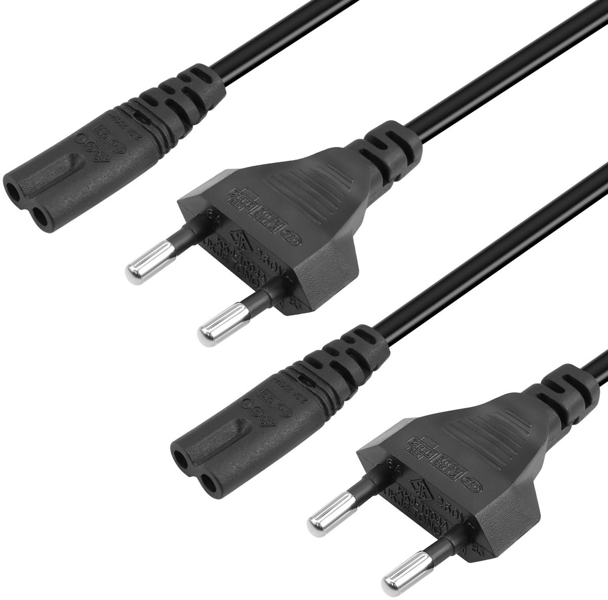 Dailygoods - 2-Pins Euro EU Stekkerkabel C7 AC-kabel 1,5m Zwart