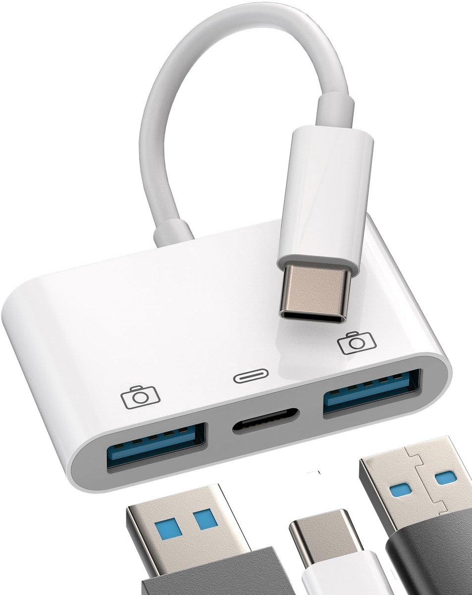 Dailygoods - 3-in-1 USB C Laadstekker Adapter