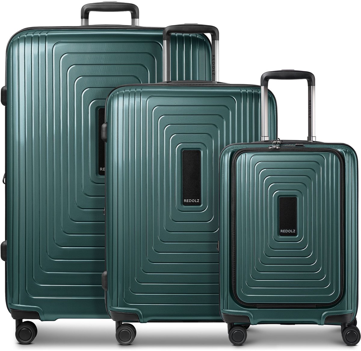 Redolz Essentials 14 4 wielen Kofferset 3-delig met uitbreidingsplooi - Harde bagage - TSA slot - pearl-green metallic 2