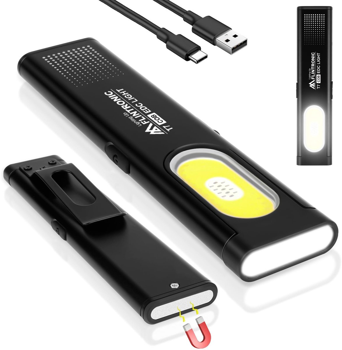 Dailygoods - Innovra - Oplaadbare LED Werklamp met 6 Verlichtingsmodi en Clip