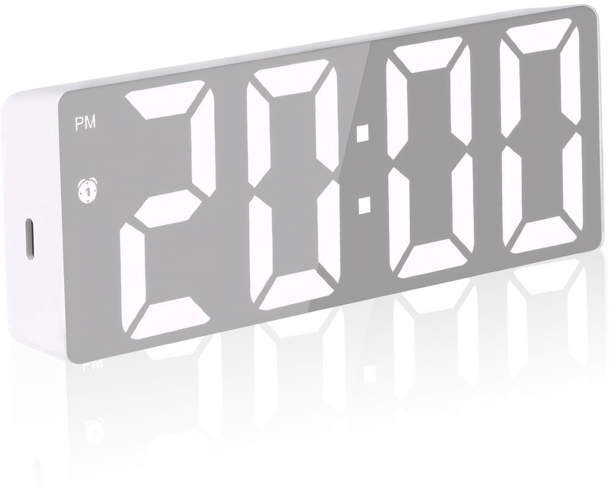 Dailygoods - Digitale LED Spiegelklok met Temperatuur en Sluimerfunctie