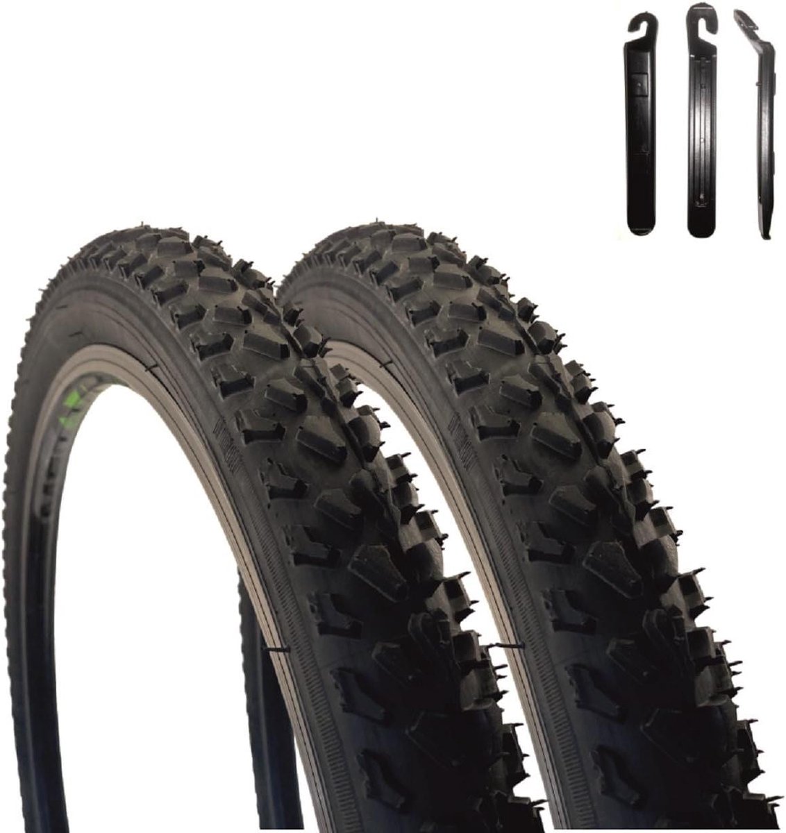 Fietsbanden Set - Banden voor fiets - Veilig Fietsen - Inclusief bandenlichters - 26 x 195 inch - Zwart