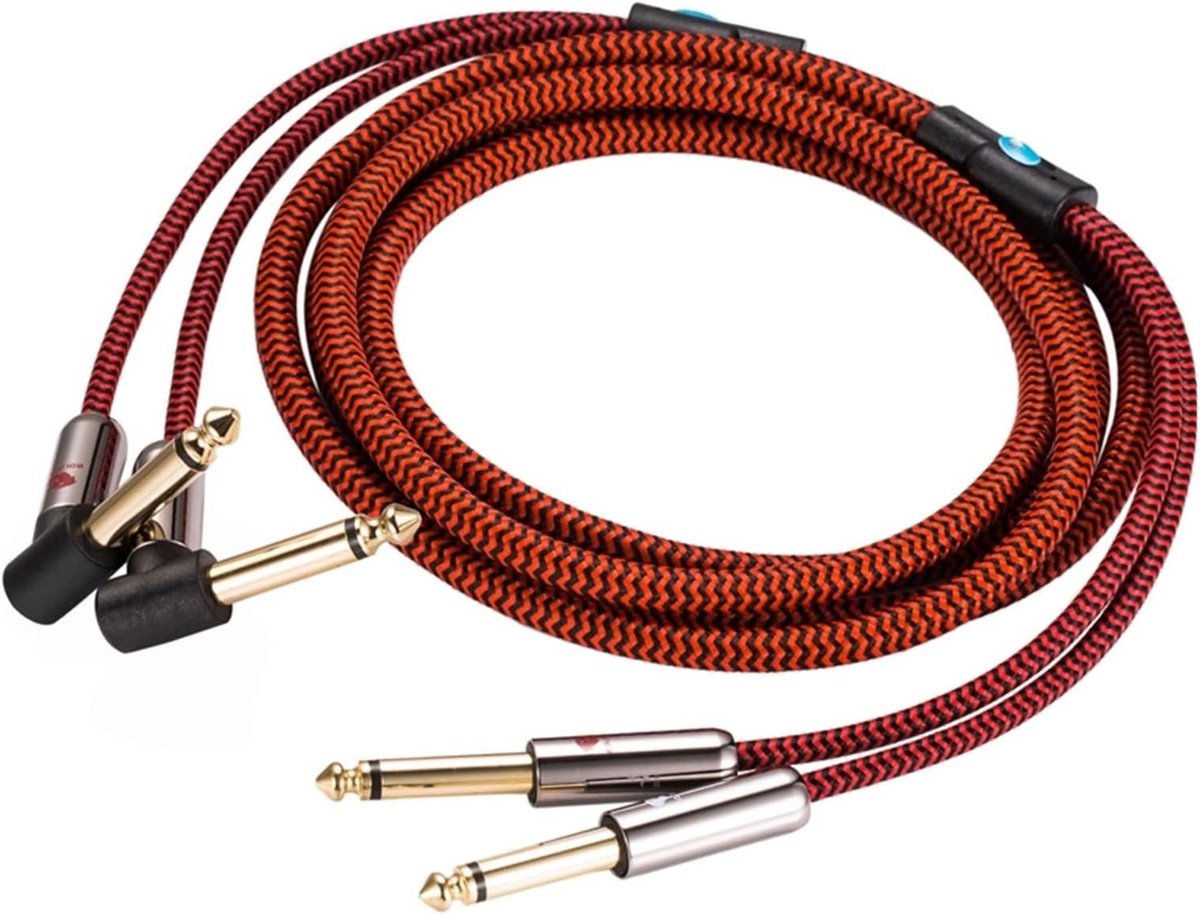 Audiokabel TS-jack - Gitaarkabel Dubbel - Muziek Signaal - Dubbele Afscherming - 2 Meter - Zwart