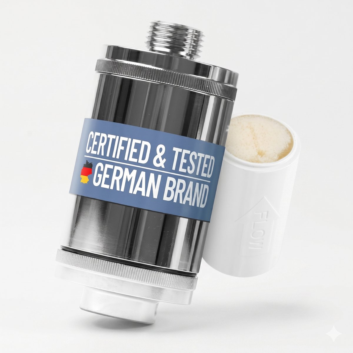 Anti-Legionella Douchefilter Gecertificeerd Complete Set met Vervangingsfilter - Waterfilter Douche met Directe Bescherming tegen Legionella Bacterien - Universeel voor Huis Appartement en Hotel - Discreet - Verchroomd