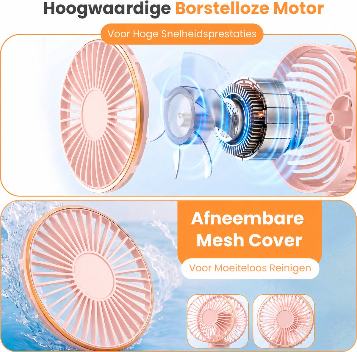 Twenty4seven® Handventilator Pro - Draagbare Ventilator Oplaadbaar - Hand Tafelventilator Draadloos - Mini Fan met 6 Standen — afbeelding 2