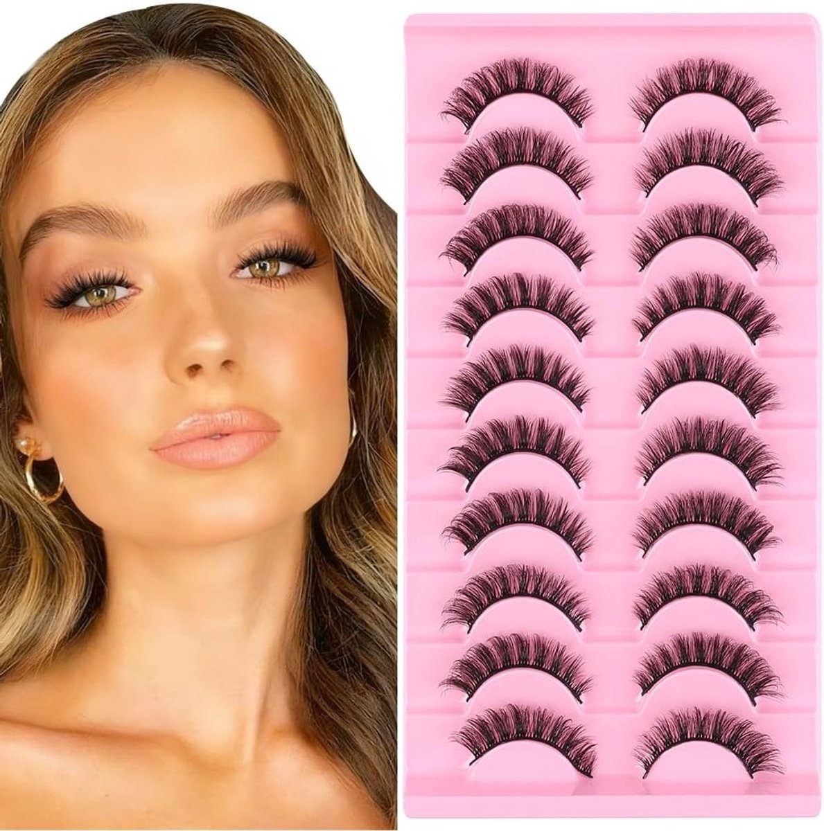 10 Paar Cat Eye Wimpers, 5-11 mm Wispy Strip Wimpers, Natuurlijke en Fluffy Look, Herbruikbare Wimpers voor een Verleidelijk Effect